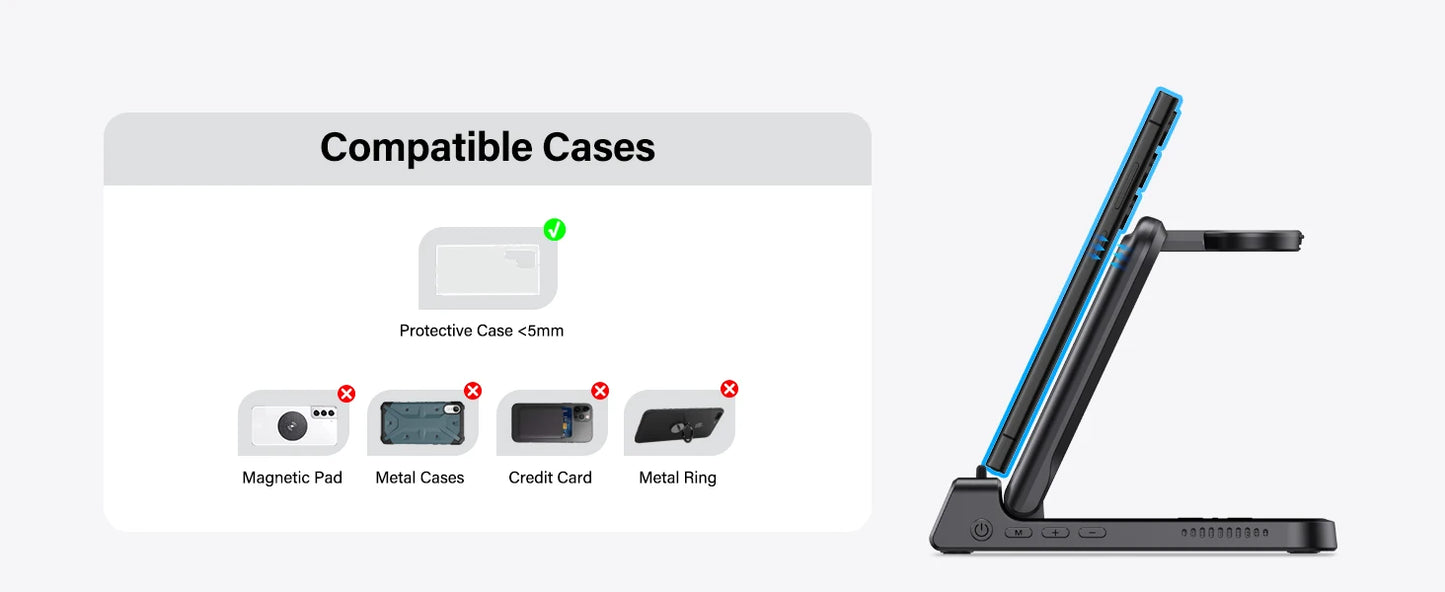 ChronoCharge Foldable 3-in-1 Wireless Charging Station