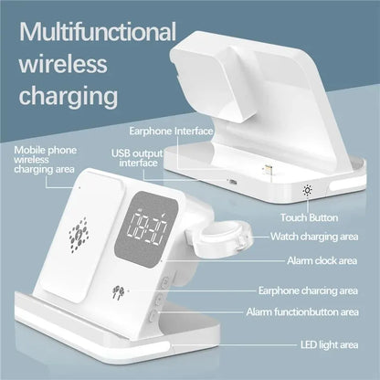 AuraCharge Pro 6-in-1 Wireless Charging Station with LED Clock
