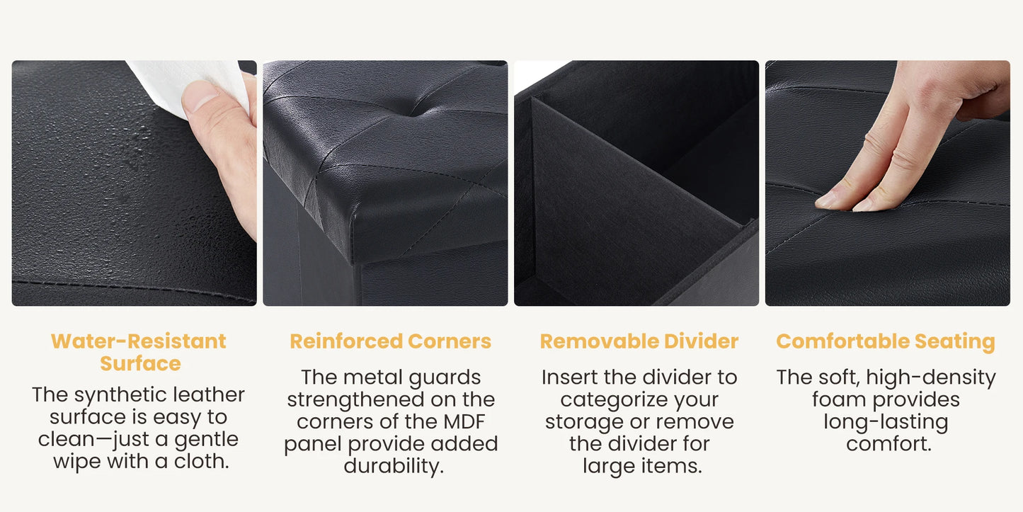 Leather Folding Storage Ottoman