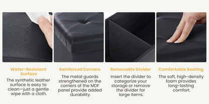 Leather Folding Storage Ottoman