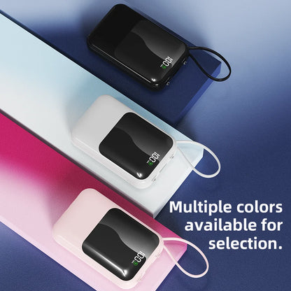 Large Capacity Power Bank with Built-In Cable