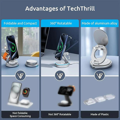 3-in-1 Rotating Magnetic Charger Stand