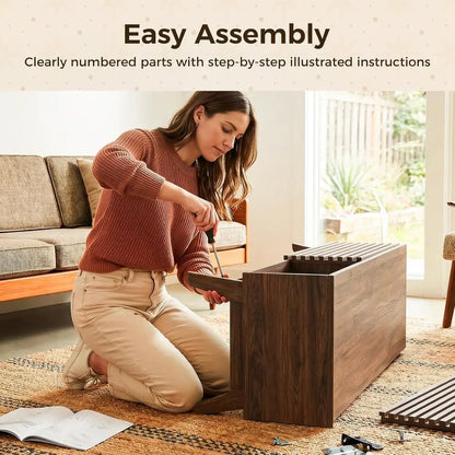 Walnut Sliding-Door Entertainment Center