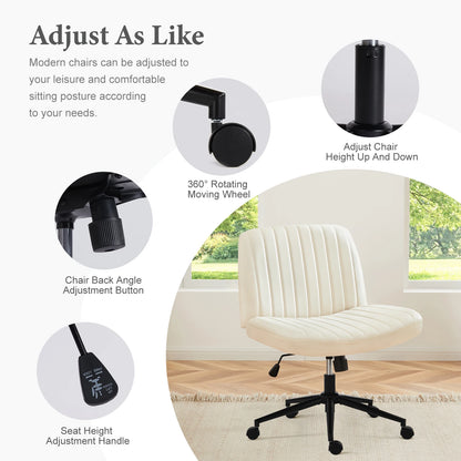 Wide Armless Cross-Legged Office Chair