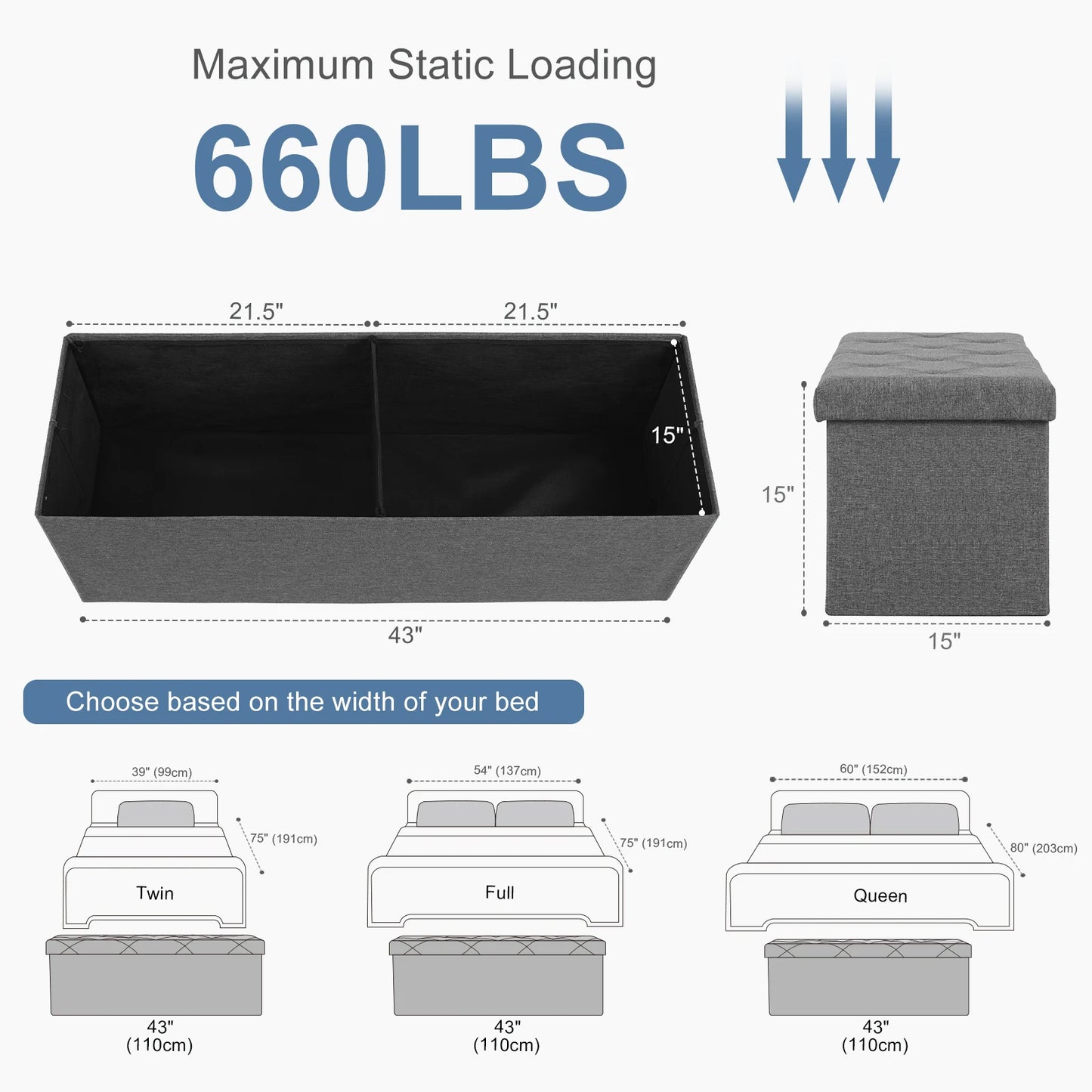 Folding Storage Ottoman Bench