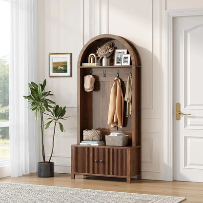 4-in-1 Walnut Hall Tree