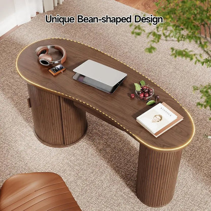 Curved Walnut Office Desk
