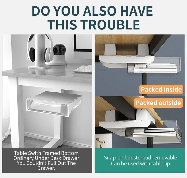 Hidden Under-Desk Drawer Organizer