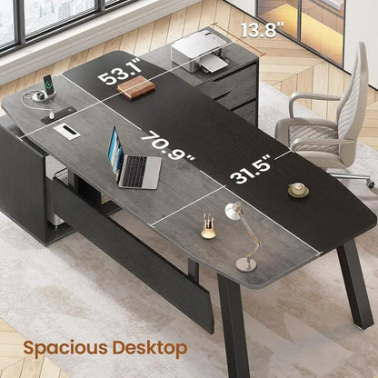 L-Shaped Desk with File Cabinet