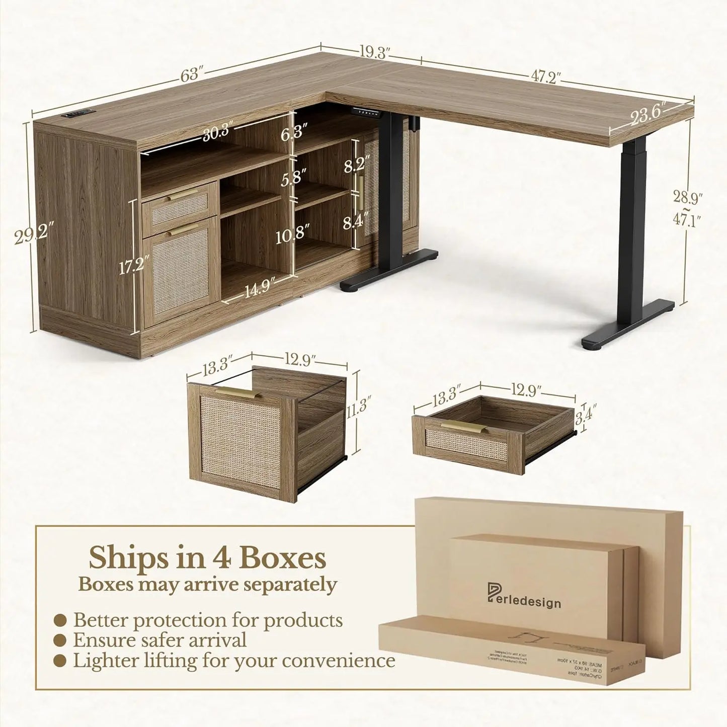 Sterling 48" Standing Desk & Bookshelf Set