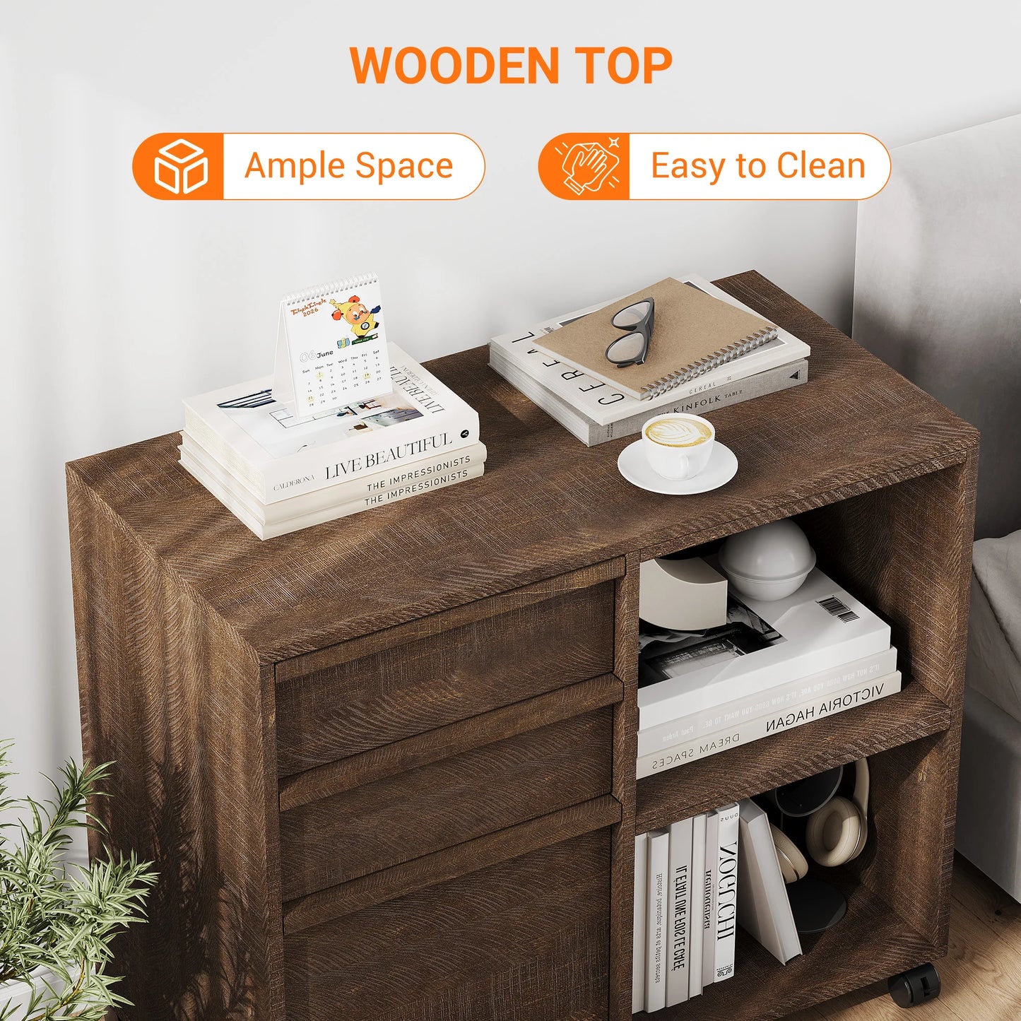 Ergove 3-Drawer Rolling File Cabinet