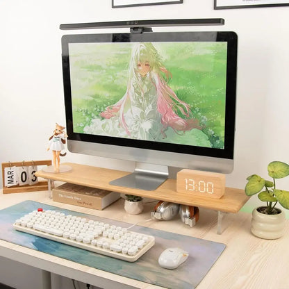 Bamboo & Acrylic Monitor Stand Riser for Desk