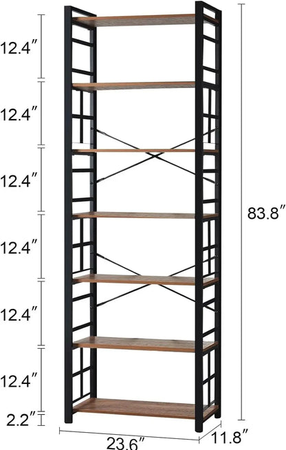 Vertex Industrial 7-Tier Display Bookshelf