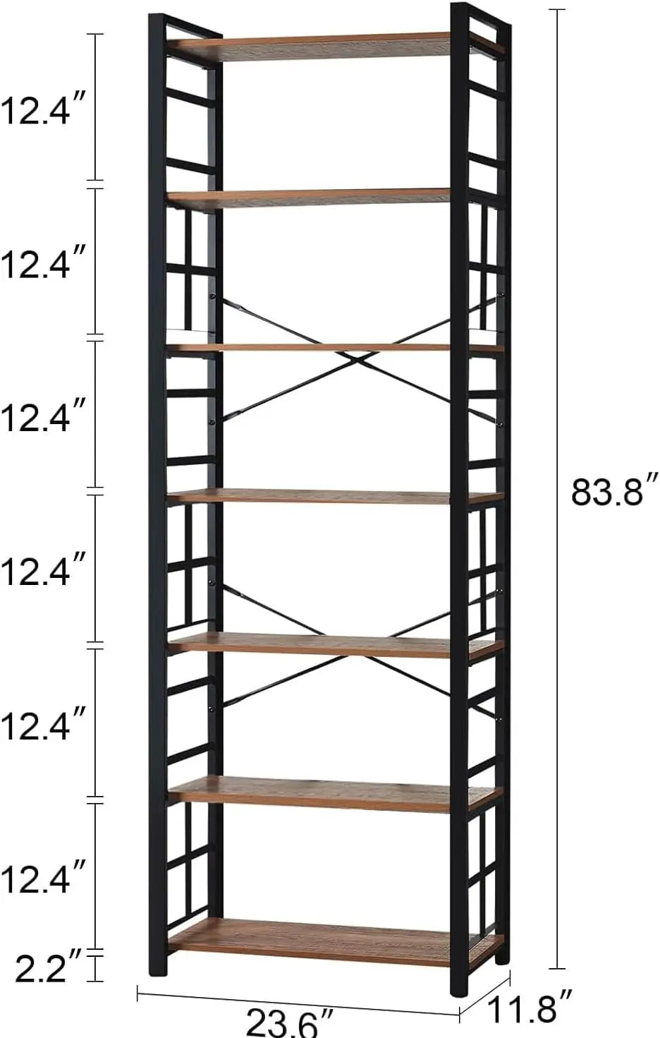 Vertex Industrial 7-Tier Display Bookshelf
