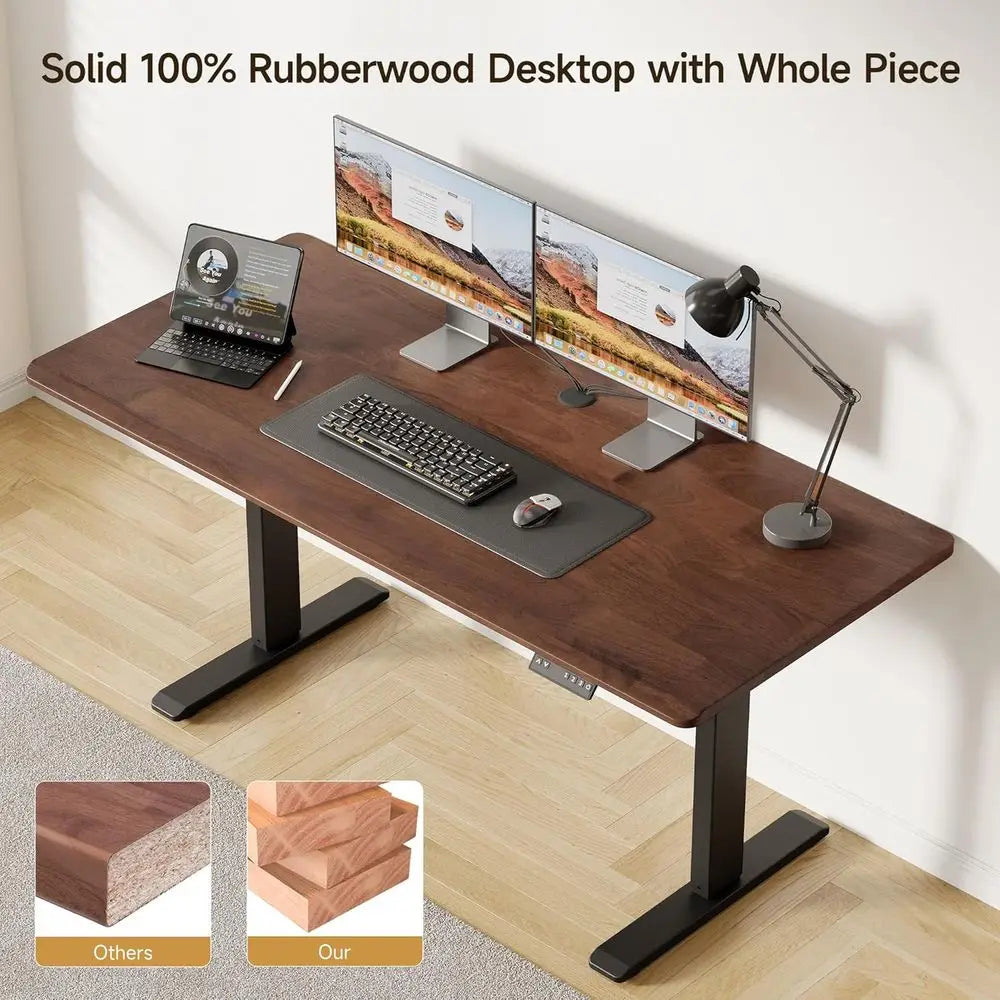 Solid Dark-Stained Wood Standing Desk