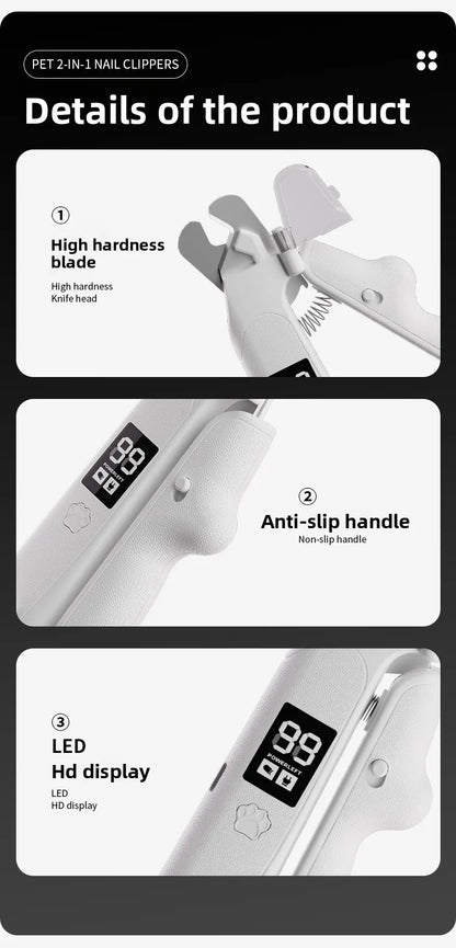 2-in-1 LED Pet Nail Clipper & Grinder