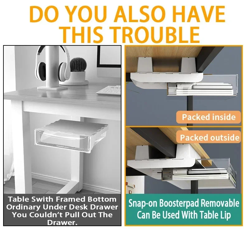 Hidden Under-Desk Drawer Organizer