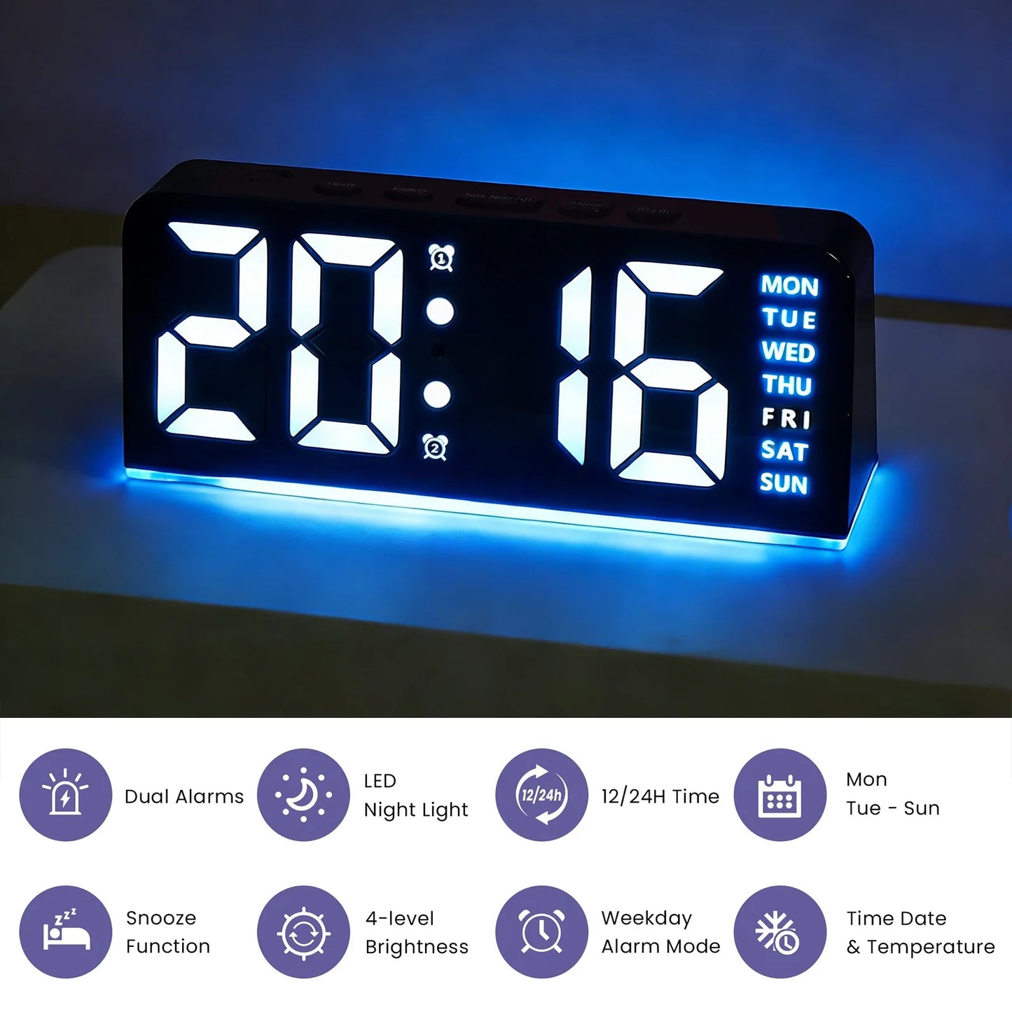 Mini Alarm Clock with Night Light