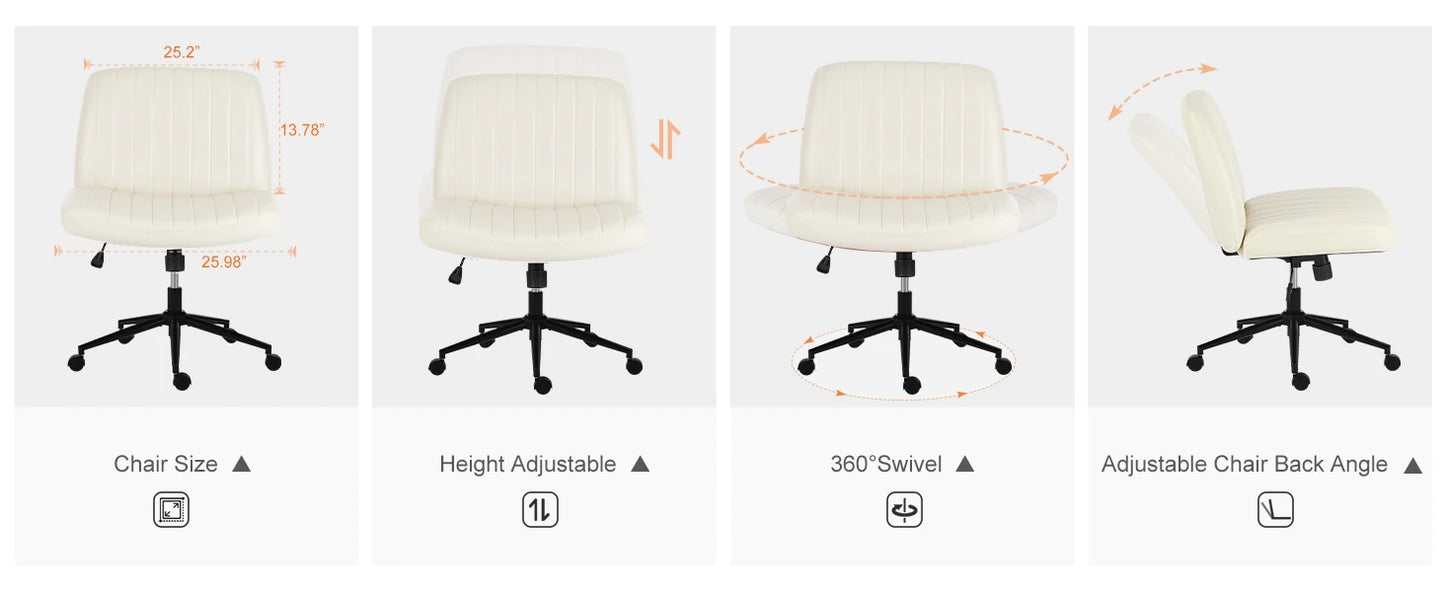 Wide Armless Cross-Legged Office Chair