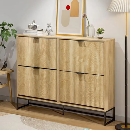 Narrow 4-Door Shoe Rack Cabinet