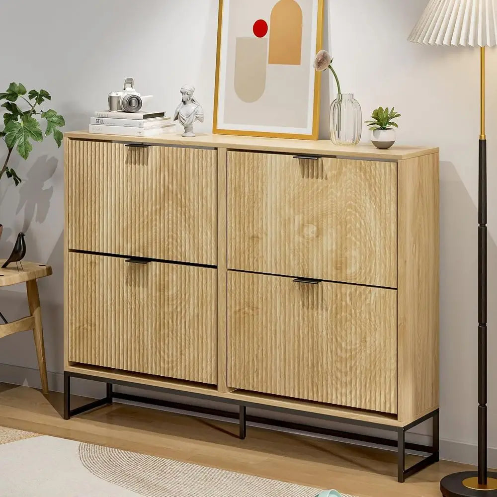 Narrow 4-Door Shoe Rack Cabinet