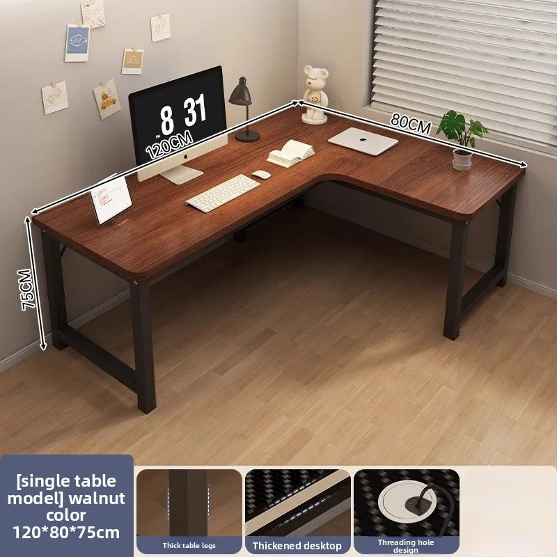 L-Shaped Computer Desk with Storage Shelf