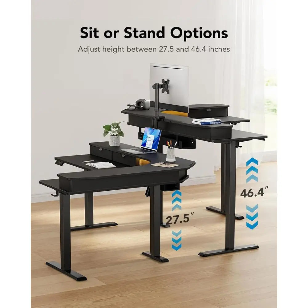 L-Shaped Electric Standing Desk