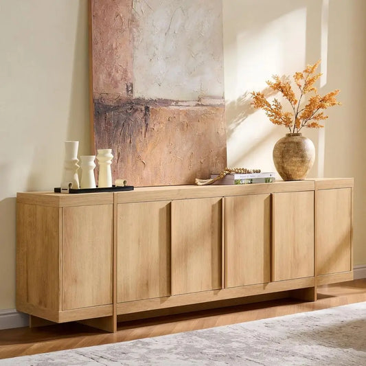 Handle-Free Oak TV Stand
