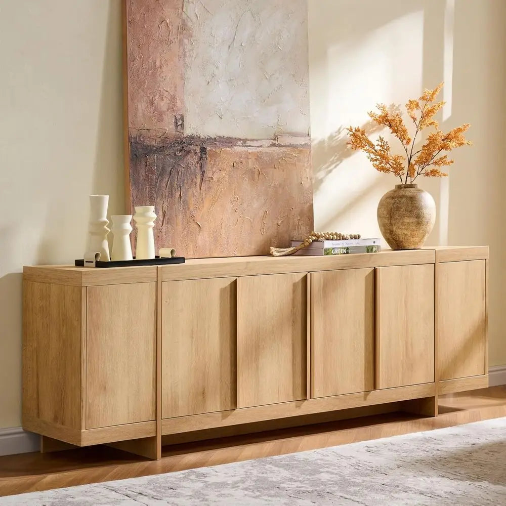 Handle-Free Oak TV Stand