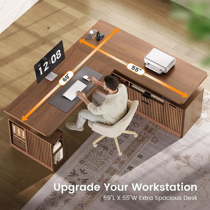 Winslet Fluted L-Shaped Desk