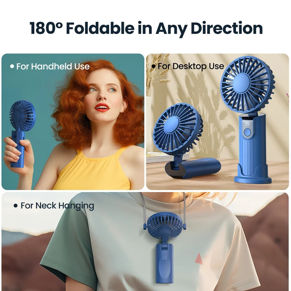 Rechargeable Mini Handheld Fan, 3 Speeds