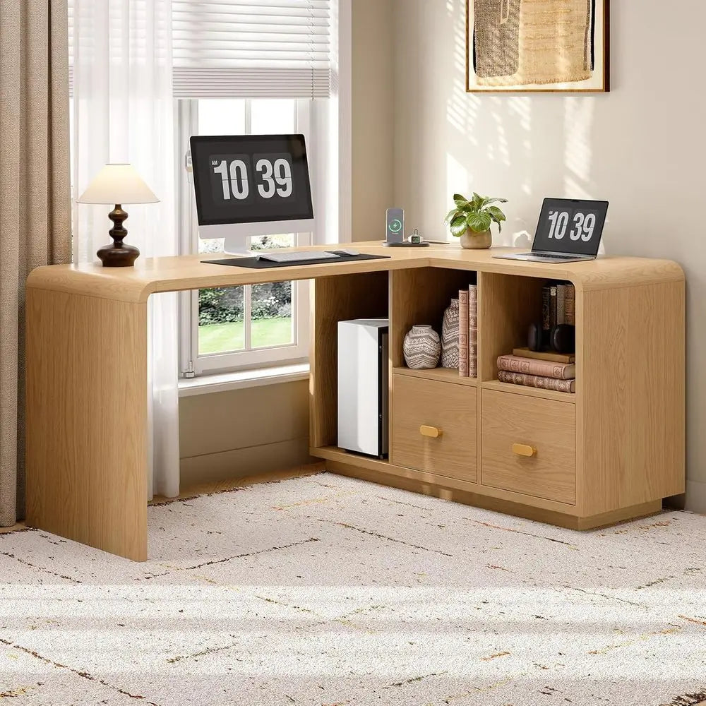 L-Shaped Executive Desk with USB