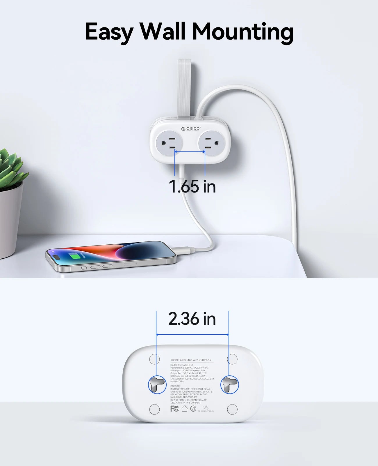 ORICO Cable-Wrap Travel Power Strip