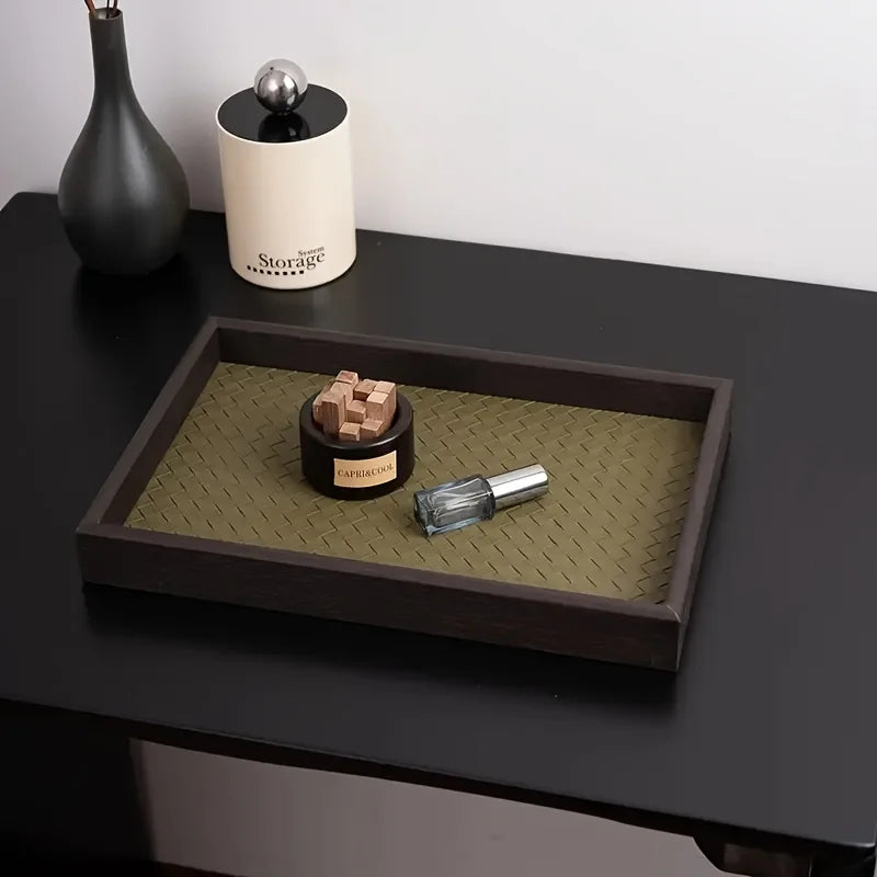 Woven Texture Faux Leather Storage Tray