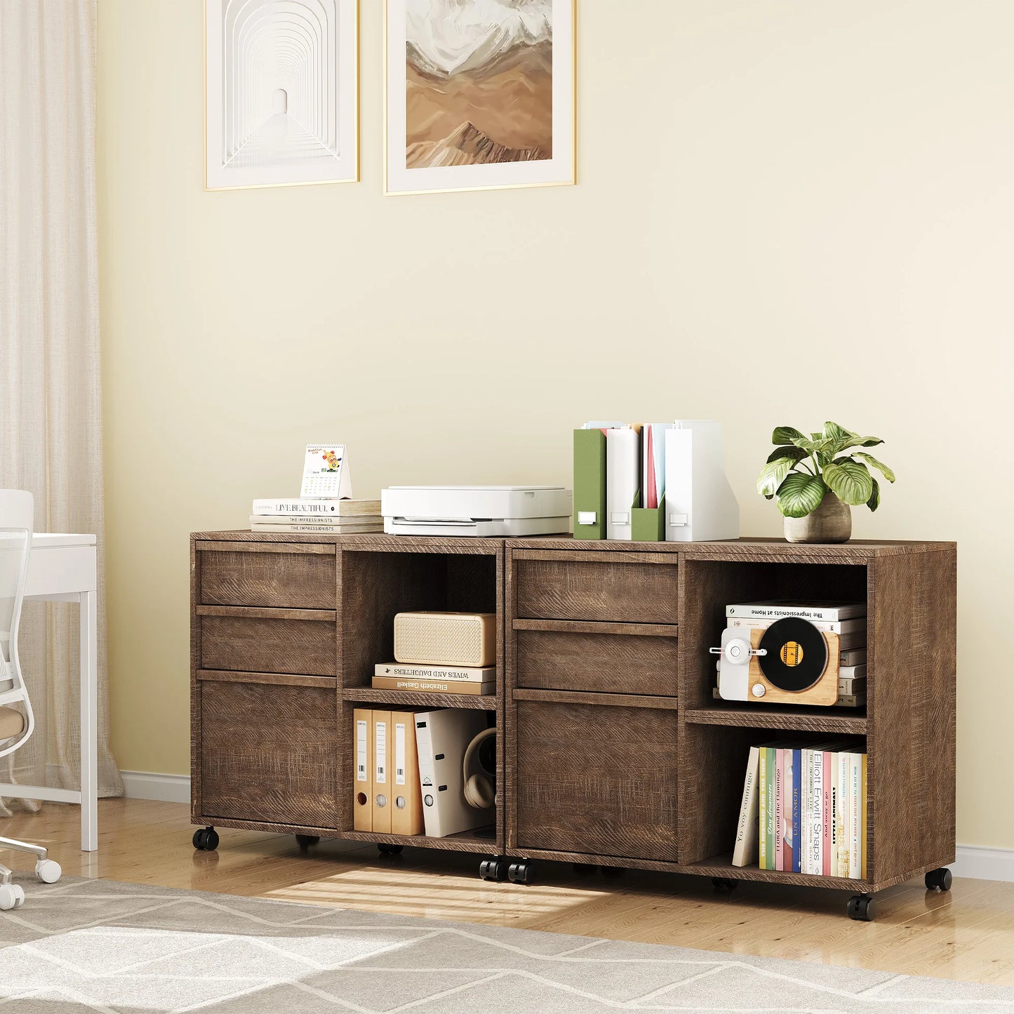 Ergove 3-Drawer Rolling File Cabinet