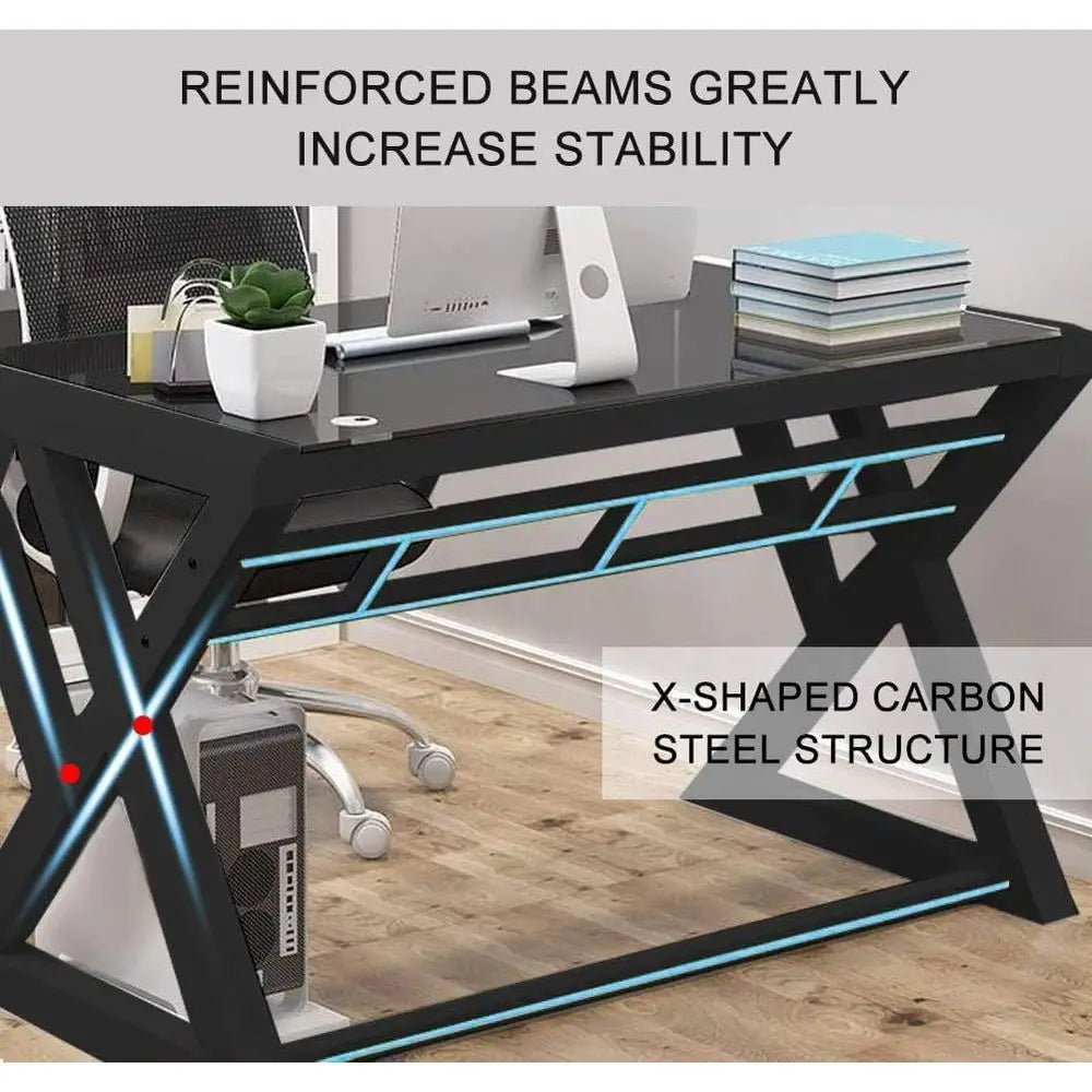 Glass X-Frame Desk