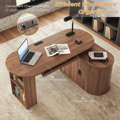 Modern Fluted Executive L-Desk