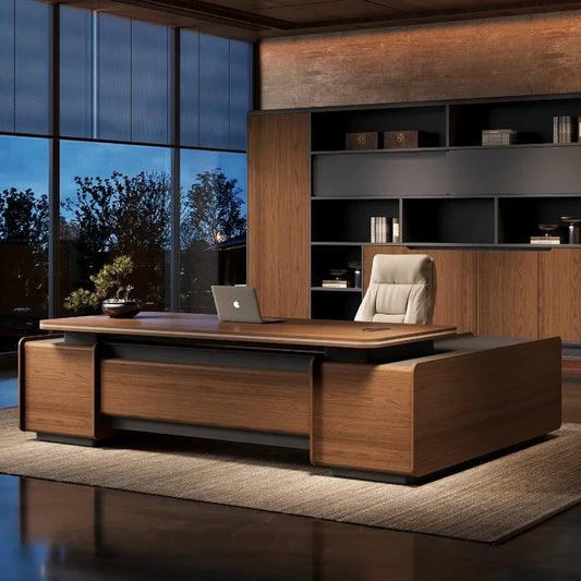 Designer Italian Solid Wood Executive L-Shaped Desk