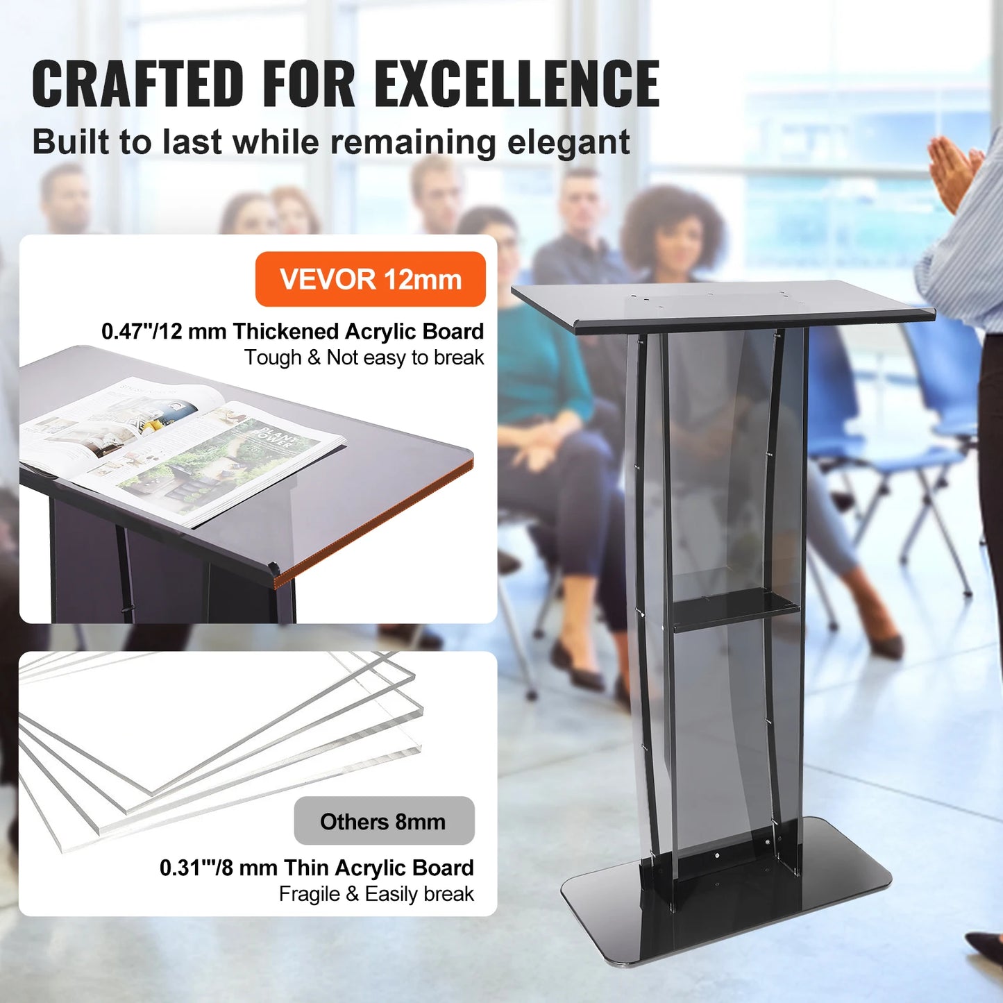 SucceBuy 47in Clear Acrylic Podium
