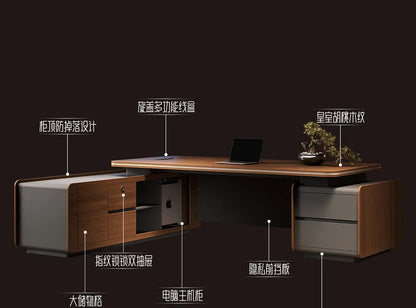 Designer Italian Solid Wood Executive L-Shaped Desk