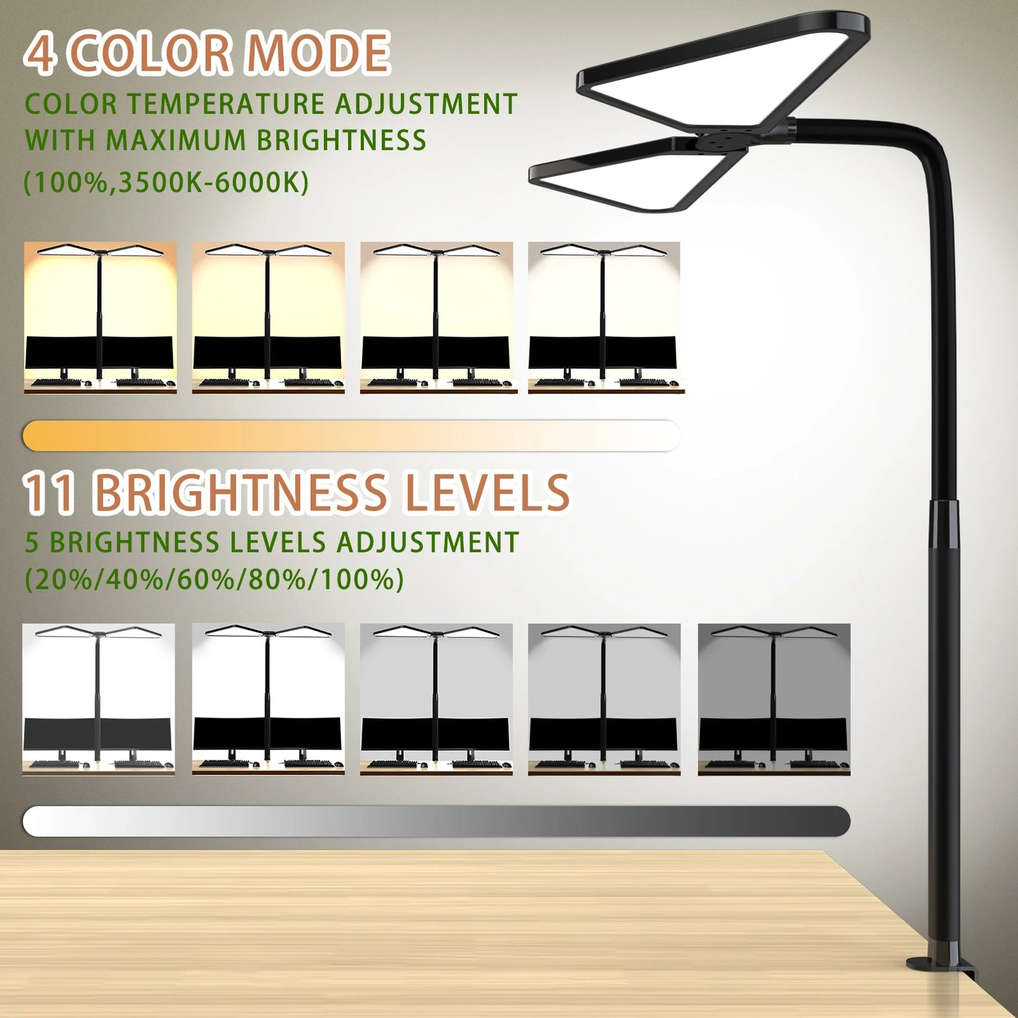 Gooseneck Dual-Arm Desk Lamp