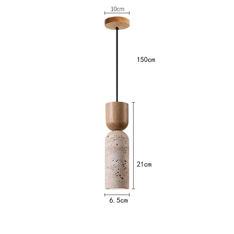 One-of-a-Kind Travertine Pendant Light