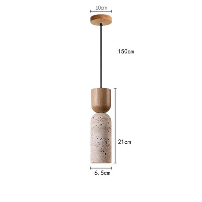 One-of-a-Kind Travertine Pendant Light