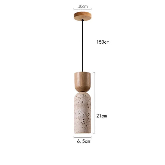One-of-a-Kind Travertine Pendant Light