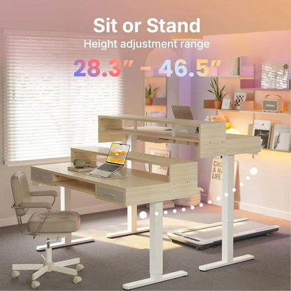 Dual Desk with C-Clamp Keyboard Tray