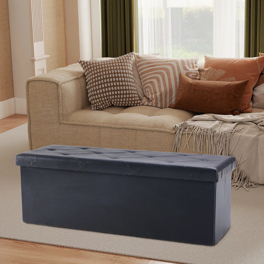 Leather Folding Storage Ottoman