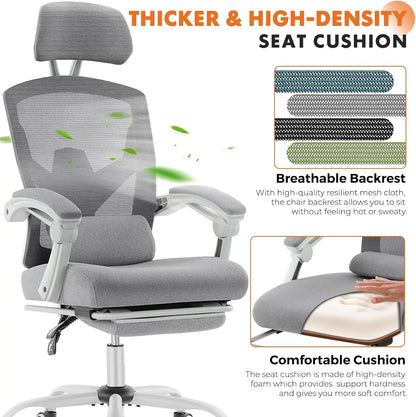 Light Grey Footrest Office Chair