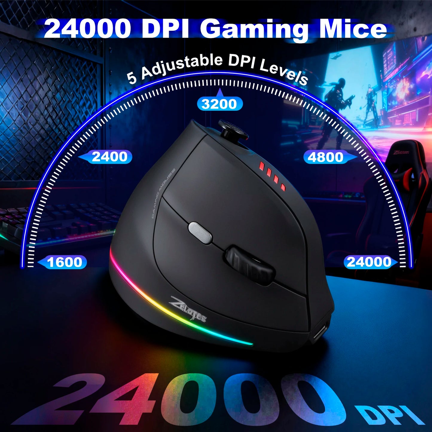 ZELOTES F18 Vertical Wireless Mouse