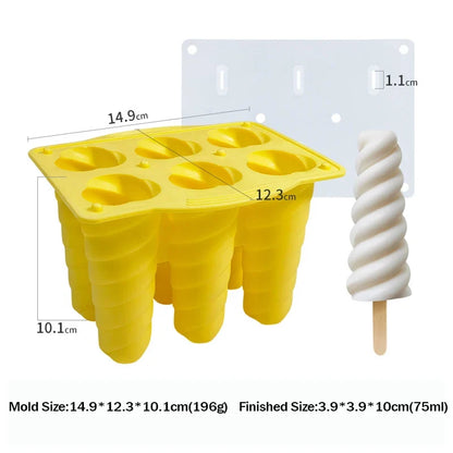 6-Cavity Silicone Popsicle Molds & Sticks