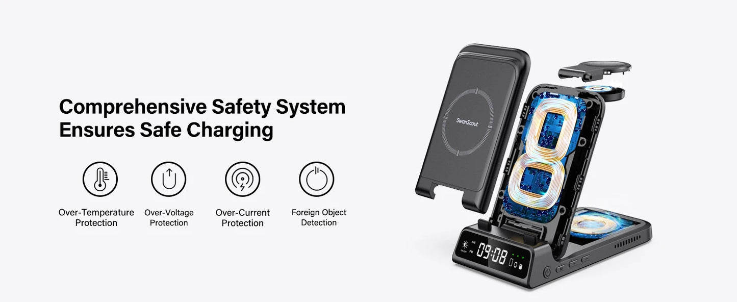 ChronoCharge Foldable 3-in-1 Wireless Charging Station